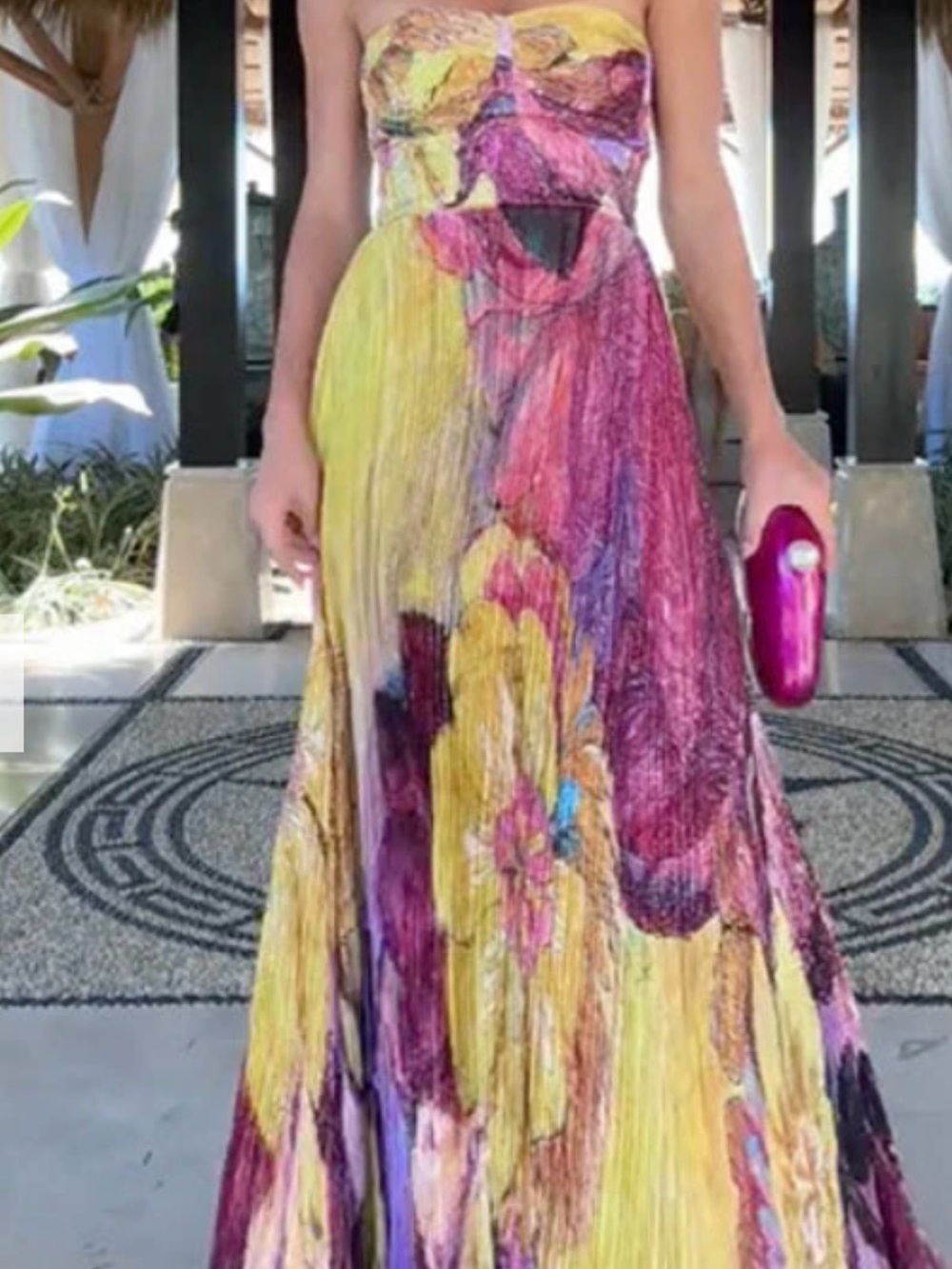 Spaghetti Strap Floral Pleated Swing Maxi Dress *New*